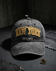 Newyork Aplikeli Retro Yıkamalı Antra Cap Şapka