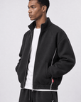 Biye Detaylı Panda Fermuarlı Oversize Siyah Sweatshirt 5007