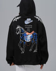 At Desenli Oversize Siyah Sweatshirt 4957