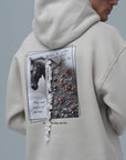 Püsküllü At Baskılı Oversize Taş Sweatshirt 4962
