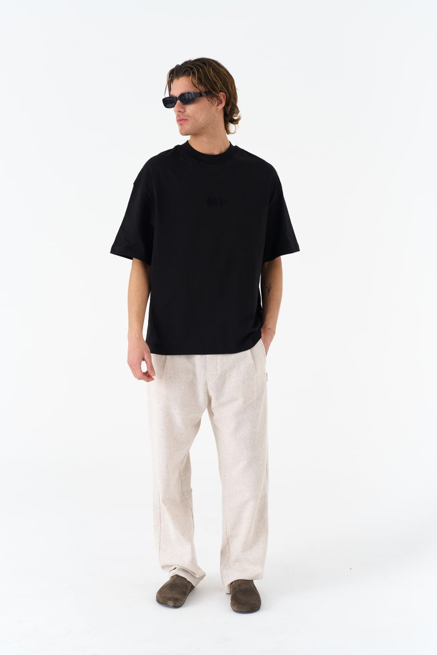 Sırtı Nakış Detaylı Siyah Oversize Tshirt 4797