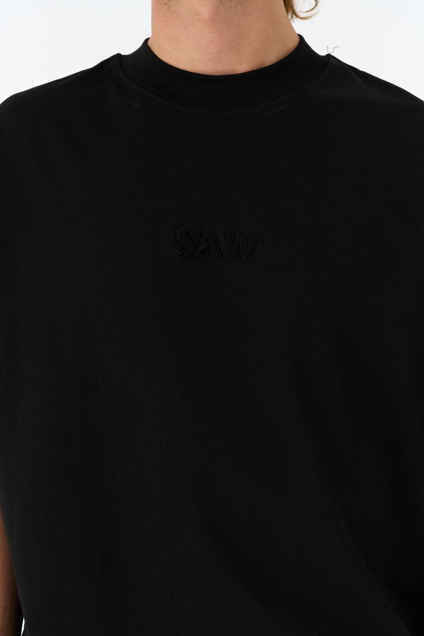 Sırtı Nakış Detaylı Siyah Oversize Tshirt 4797