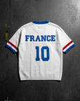 Fransa Aplikeli Triko Oversize Beyaz Tshirt