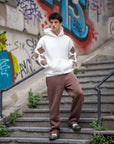 Kolu Desenli Oversize Ekru Sweatshirt 4987