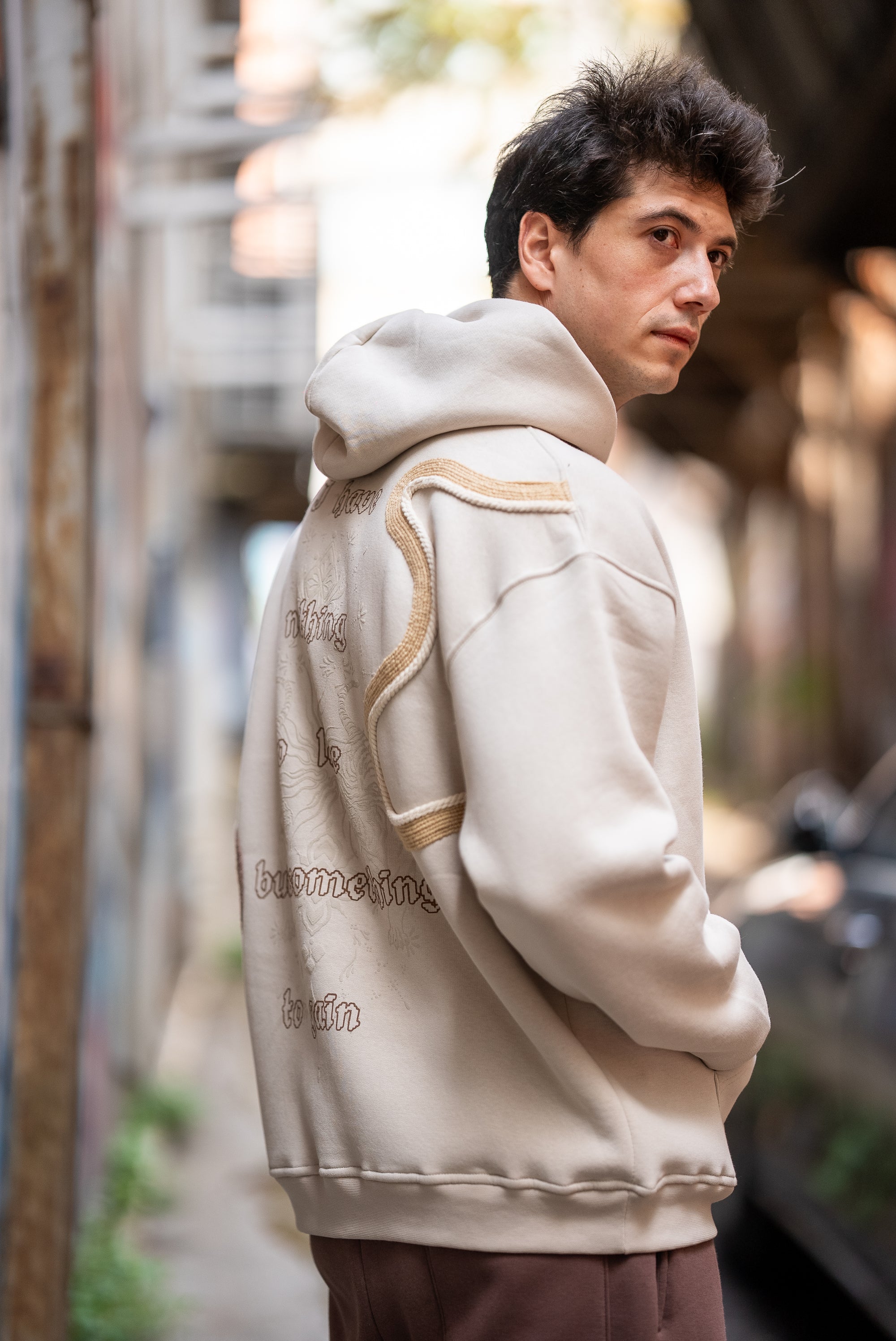 Örgü Detaylı Oversize Taş Sweatshirt 4985