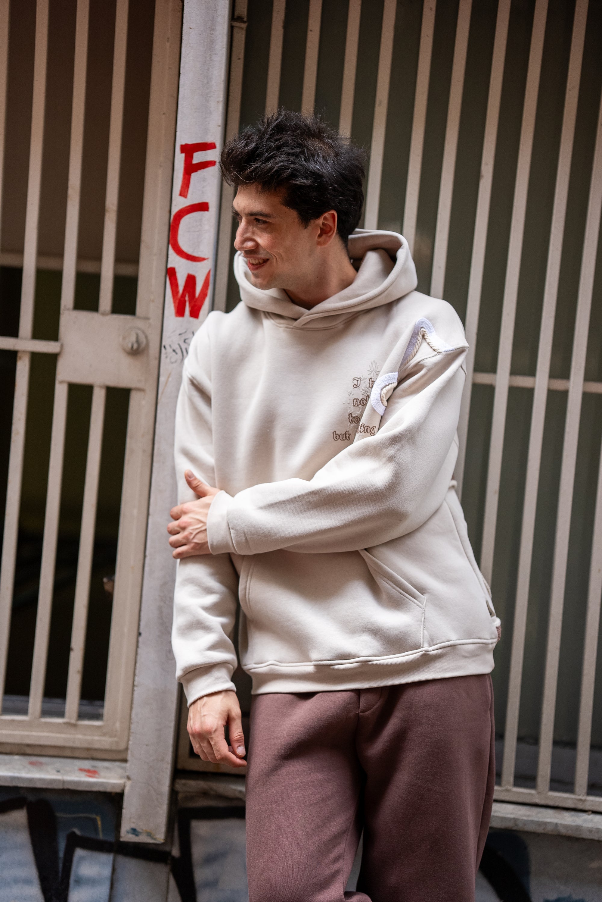 Örgü Detaylı Oversize Taş Sweatshirt 4985