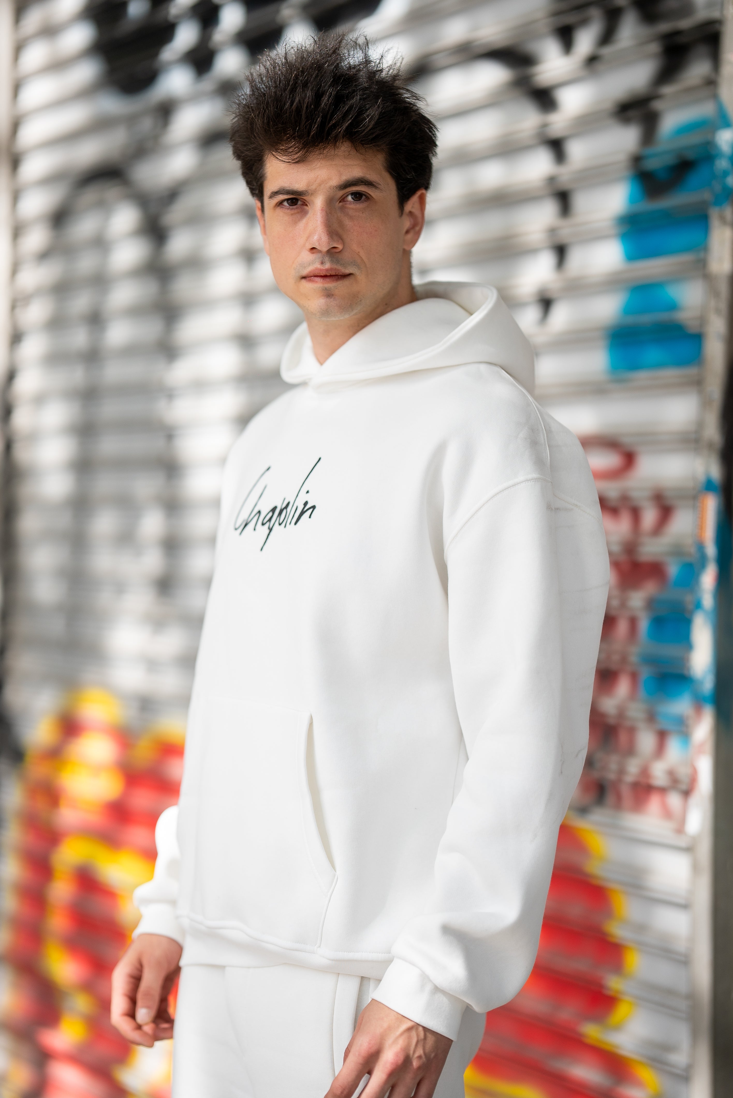 Palaskalı Klipsli Kapüşonlu Siyah Erkek Oversize Sweatshirt