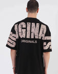 Originals Baskılı Siyah Erkek Oversize Tshirt