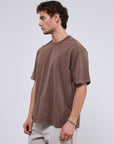 2FT Nakışlı Yıkamalı Kahve Oversize Tshirt 261013