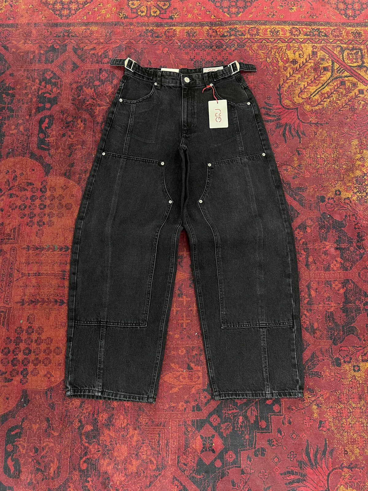 Panelli Baggy Fit Erkek Antrasit Kot Pantolon 17303-1