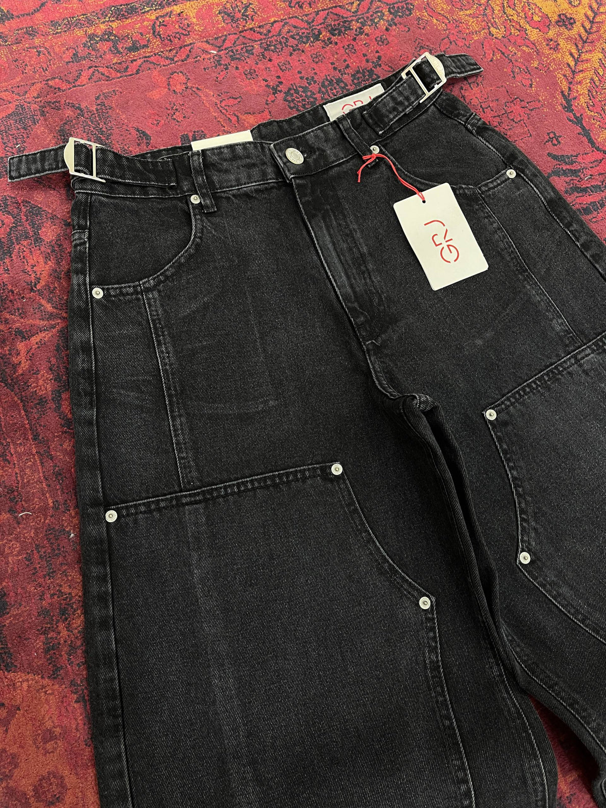 Panelli Baggy Fit Erkek Antrasit Kot Pantolon 17303-1