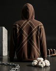 Yün Şerit Desenli Oversize Kahve Sweatshirt 5217