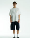 Yüksek Baskılı Eva Nakışlı Ekru Oversize Tshirt 5105
