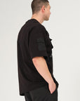 Çanta Cepli Siyah Erkek Oversize Tshirt